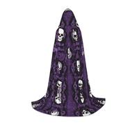 SHLXMDNZ Purple Black Goth Spooky print Hooded Cape For Teenagers, Perfect cloak for Halloween and Theme Parties