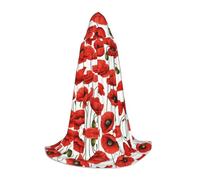 SHLXMDNZ Red Poppy Flower print Hooded Cape For Teenagers, Perfect cloak for Halloween and Theme Parties