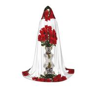 SHLXMDNZ red roses printed print Hooded Cape For Teenagers, Perfect cloak for Halloween and Theme Parties