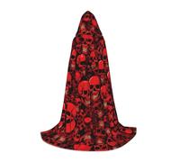 SHLXMDNZ Red Skulls print Hooded Cape For Teenagers, Perfect cloak for Halloween and Theme Parties