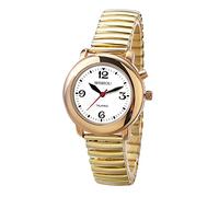 SHMIOU English Talking Watch for Women for Senior Blind Visually Impaired Golden Bracelet Expansion Watchband Analog Voice with Alarm Date Output