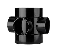 SHMOX 3 Way Boss Short Pipe Adaptor, Solvent 110mm Ring Seal Soil Pipes & Fittings (Black)