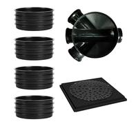 SHMOX 320mm Manhole Inspection Chamber Manhole - Underground Drainage Manhole Set 1 Base, 4 Risers & Square Cover