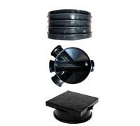 SHMOX 320mm Manhole Inspection Chamber Set- Underground Drainage Manhole Base, 1 Riser & Square Cover