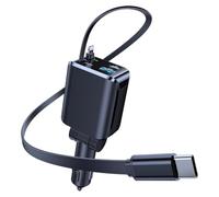 Shmsbdre Car Charger USB-C 69W Retractable Cable Dual Ports Fast Charge | Designed as a dedicated power supply for charging only; CarPlay, Bluetooth and data transfer are not supported.