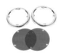 SHMTOOL Tour-Pak Speaker Trim Rear Speaker Grills Accents for Harley Touring Electra Glide FLHTC 1996-2013 Street Glide FLHX 2006-2013, Chrome& Black Grills