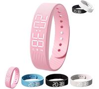 Shnbkls Fitsleeps Alarm Clock Watch, Fitsleeps Alarm Bracelet, Silent Vibration Wake Up Wristband For Heavy Sleepers & Habit Breakers, Snooze-Free Smart Watch For Men And Women (Pink)