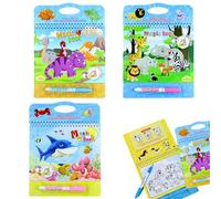 ShnminEU Set of 3 Magic Water Colouring Book for Children - Reusable Colouring Books with 3 Water Pens & Practical Carry Handle - Creative Colouring Fun Without Stains