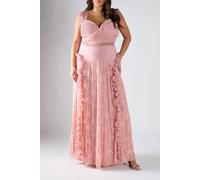 Shnoo Women's Pleated & Lace Maxi Dress in Pink | Size: 28 Shnoo Pink 28