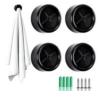 SHNOUMYULGNIYE 4 PcsTea Towel Holders, Self-Adhesive Kitchen Towel Holder, Stick on Round Wall Mount Hooks, Push in Towel Holders for Bathroom Kitchen and Home, No Drilling Required (Black)