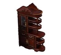 Shntig 1: 12 Scale Miniature Victorian Doll House Screen Cabinet with LED Light and Functional Drawers for Display Doll House Accessories Miniature Display Cabinet