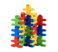 Shntig 16PCS Colorful Building Blocks Toy Cartoon Characters Fun Balancing Game for Early Learning Educational Stacking Toy