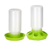 Shntig 1L Poultry Waterer and Feeder Set for Chickens Ducks and Small Birds with Easy Carry Handle Poultry Feeding Solution Chicken Feeder