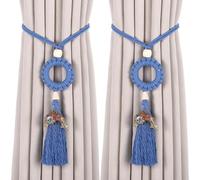 Shntig 2Pcs Braided Curtain Rope Tiebacks Curtain Decorative Holdbacks Rural Styles Drapery Tieback Curtains Holders Rope Tie Backs for Window Cord Buckles Tiebacks Braided