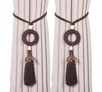Shntig 2Pcs Braided Curtain Rope Tiebacks Curtain Decorative Holdbacks Rural Styles Drapery Tieback Curtains Holders Rope Tie Backs for Window Cord Buckles Tiebacks Braided