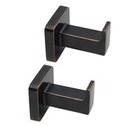 Shntig 2PCS Square Hooks with Reinforced Base Vintage Bathroom Hardware Waterproof Coat Rack for Indoor Outdoor Use Antique Bronze Wall Mounted Coat Hooks