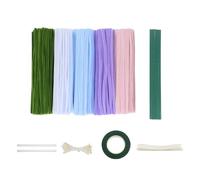Shntig 426 PCS Colorful Bendable Stems Floral Making Set with Decorative Ribbons for Handcraft Projects Creative Dolls