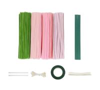 Shntig 426 PCS Colorful Bendable Stems Floral Making Set with Decorative Ribbons for Handcraft Projects Creative Dolls