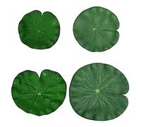 Shntig Artificial 4Pcs Floating Foam Leaves Foliage with Veins Texture Pond Decor 4 Sizes Artificial Leaves for Pond Big Size