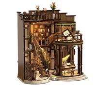 Shntig Artistic Book Hall Bookend Set Miniature Building Toy for Creative Minds and Decorative Shelf Displays Wooden Assembly Toy Book Insert Set