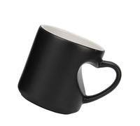 Shntig Ceramic Mug with Comfortable Heart Shaped Handle Grip Color Changing Coffee Cup for Home Offices Use Dishwasher Safe Coffee Cup