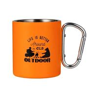Shntig Compact Travel Mug with Carabiner Hook Handle Double Insulated for Camping Use Double Layer Insulated Camping Mug