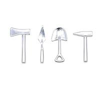 Shntig Detailed Alloy Tiny Tools Axes Shovel Hammer Models for Dolls Displays Crafting and Arrangement Model House Accessories Tools