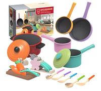 Shntig Educational Kitchen Role Play Items for Kids Including Pots Pans and Safe ABS Cooking Tools Colorful Kitchen Dolls