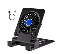 Shntig Ergonomic Adjustable Phone Stand for Desk Foldable Tablet Stand with Cooling Fan Portable Holder Mount Cooling Laptop Phone
