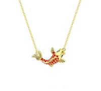 Shntig Fashionable Unique Statement Fish Pendant Necklace Adjustable Length Clavicle Chain for Women and Men Good Luck Charm Jewelry