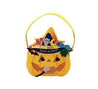Shntig Halloweens Pumpkin Shape Candy Bag for Kids Trick Or Treats Ergonomic Handle Reusable Container Halloweens Storage Pouch