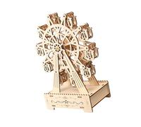 Shntig Interactive Wooden Rotating Musical Ferris Wheel Building Toy Assemble Puzzle for Learning Rotating Music Box Toy