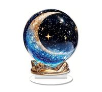 Shntig Modern Acrylic Decorative Sphere with Moons Star Theme 200g for Home Office Decoration Tabletop Crystals