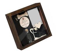Shntig Pet Wooden Collar Holder Frame With Memorial Tags & Hair Bottle Dog Sympathy Pet Memorial Shadows Box