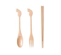 Shntig Portable Portable 3 Piece Wooden Utensils Set Dinnerware Collection For Outdoor Dining And Daily Use Dishware Set