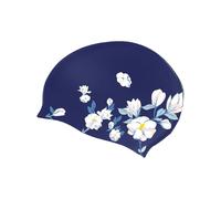 Shntig Silicone Bathing Cap with Floral Pattern, 24cm/9.44in Top Width Swim Cap for Women Child Pool Beach and Swim Lessons Hats for Women Swimming