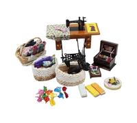 Shntig Simulation Miniature Sewing Machine Model Set for Doll House Accessories 1/12 Scale Furniture Scene Setting Decoration Miniature Sewing Machine