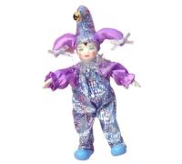 Shntig Styles Ceramic Clown Doll with Bendable Wire Frame and Handcrafts Sequined Outfit for Decorative Shelf Display Ceramic Clown Doll
