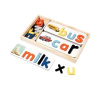 Shntig Wood Word Spelling Puzzle Learning Toy Block Cognitive Toy for Preschool Education and Sensory Development Early Learning Word Puzzle Game
