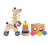 Shntig Wooden Bead Maze Stacking Game Improve Hand Eye Coordination and Fine Motor Ability Early Learning Wooden Dolls