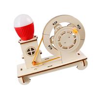 Shntig Wooden Hand Crank Generator Science Project Kits Toy for Kids Educational Thinking Physics Learning Project Toy Wooden Science