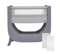 Shnuggle Air Lite Bedside Crib with 2 Pack Fitted Sheets - Grey
