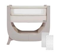 Shnuggle Air Lite Bedside Crib with 2 Pack Fitted Sheets - Taupe