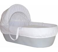 Shnuggle Moses Basket with White Waffle Cotton Dressing, Hood and Mattress - Pebble Grey Basket