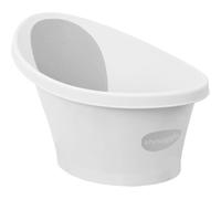 Shnuggle Newborn Baby Bath | Built in Support Bump and Soft Backrest | Suitable from Newborn | Bath Seat Support Includes Plug | White with Grey