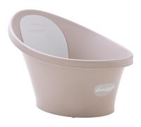 Shnuggle Newborn Baby Bath | Built in Support Bump and Soft Backrest | Suitable from Newborn | Bath Seat Support Includes Plug | Taupe