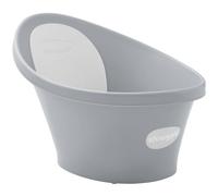 Shnuggle Newborn Baby Bath | Built in Support Bump and Soft Backrest | Suitable from Newborn | Bath Seat Support Includes Plug | Pebble with Grey backrest