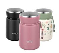 SHO Food Flask - Vacuum Insulated, Double Walled Stainless Steel Food Flask & Food Container - 10 Hours Hot & 20 Hours Cold - 530ml 800ml - BPA Free (Vintage Rose, 530ml)