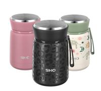 SHO Food Flask - Vacuum Insulated, Double Walled Stainless Steel Food Flask & Food Container - 10 Hours Hot & 20 Hours Cold - 530ml 800ml - BPA Free (Black Leopard, 530ml)