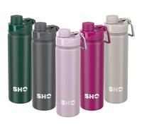 SHO Stainless Steel Sports Bottle - Leak Proof, BPA Free, No Sweat, Vacuum Insulated Double Walled Metal Flask Water Bottle - 12 Hours Hot 24 Hours Cold (660ml Pale Lavender)